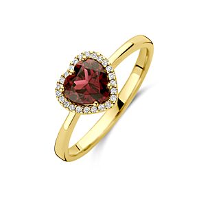 Bague cœur en rhodolite rose et diamant 0,06 ct h si