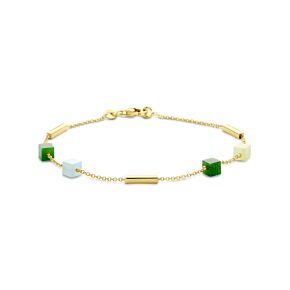 armband blauw en groen kwartsiet 19 cm