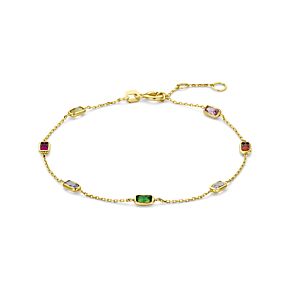 9k armband gekleurd zirkonia 16,5 - 17,5 - 18,5 cm