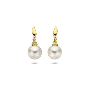 oorhangers parel en diamant 0.01ct (2x 0.005ct) h p 17 mm