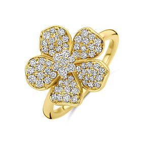 bague fleur diamant 0.75ct h si