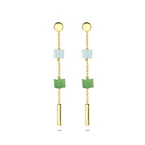 oorhangers blauw en groen kwartsiet 46 mm