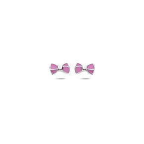 oorknoppen roze strik 4 mm