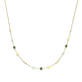 collier blauw en groen kwartsiet 45 cm