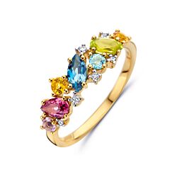 ring natuurlijke kleurstenen en diamant 0.04ct h si