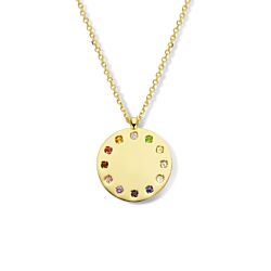 collier graveerplaatje natuurlijke kleurstenen en diamant 0.01ct h si  41 - 43 - 45 cm