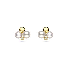 oorknoppen parels en diamant 0.02ct (2x 0.01ct) h si 9 mm