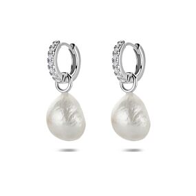 oorringen parel en zirkonia 25 mm