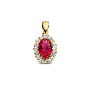 hanger rood en wit zirkonia halo