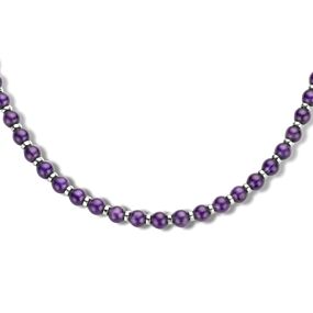 collier amethist en ringetjes 6,0 mm 42 + 3 cm