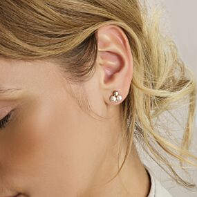 oorknoppen parels en diamant 0.02ct (2x 0.01ct) h si 9 mm