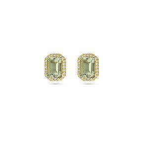 oorknoppen groen amethist en diamant 0.14ct (2x 0.07ct) h si halo
