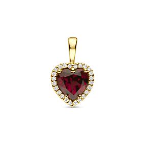 hanger hartje roze rhodoliet en diamant 0.06ct h si 13 mm