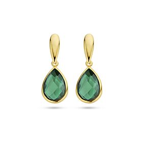9k oorhangers groen agaat 20 mm