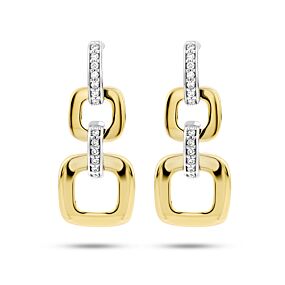 oorhangers schakel diamant 0.11ct (2x 0.055ct) h si