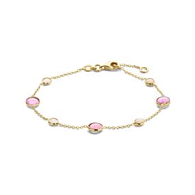 armband roze robijn en roze opaal 17 - 19 cm