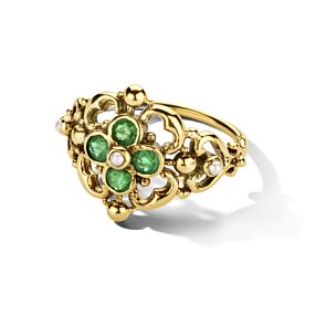 vintage ring filigrain parel smaragd