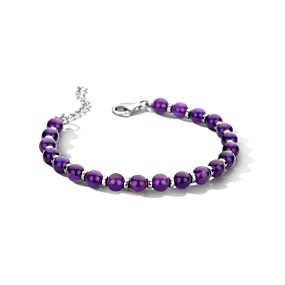 kralenarmband amethist en ringetjes 6,0 mm 16 + 3 cm