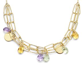 collier natuurlijke kleurstenen 42,5 + 3 cm