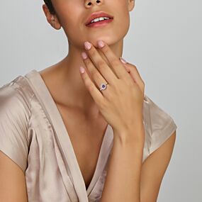 ring morganiet zirkonia en wit zirkonia halo