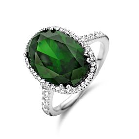 ring groen en wit zirkonia halo