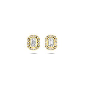 oorknoppen diamant 0.34ct (2x 0.17ct) h si 7 mm halo