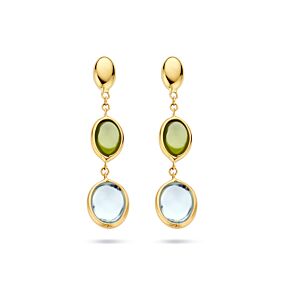 oorhangers blauw topaas en peridot