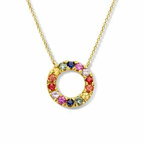 collier rondje regenboog saffier 40 - 42 -44 cm