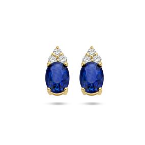 oorknoppen saffier en diamant 0.14ct (2x 0.07ct) g si