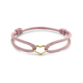 armband satijn zacht roze hart 13 - 26 cm