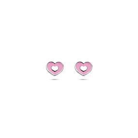 boucles d'oreille clous émail cœurs 5 mm