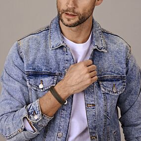 armband zwart leer 15 mm 21 cm