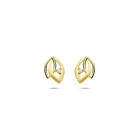 boucles d'oreille clous poli/mat diamant 0.02ct (2x 0.01ct) h si 9,5 mm